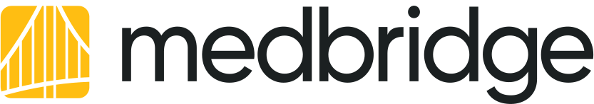 Medbridge logo with yellow and white lines beside the word "medbridge" in bold black lowercase letters.